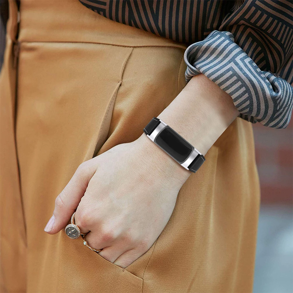 Pulseira de Couro Colorida para Homens e Mulheres Pulseira de Relógio Inteligente para Fitbit Charge e de Alta Qualidade - Image 3
