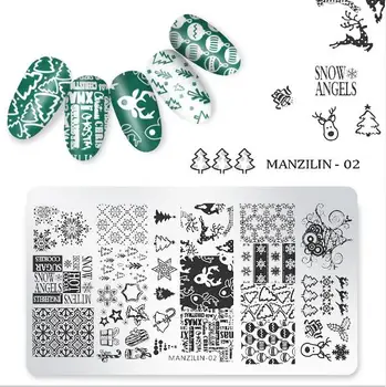 

Hot 300pcs/lot Christmas Nail Stamping Plate Snowflakes Maple Leaf Winter Image Geometric Polish Stencil Nail Art Template Mold