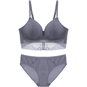 

The New Sexy without Rims Beauty Back Lace Lingerie Gather Side shou fu ru Thin Lady Bra Set 1293