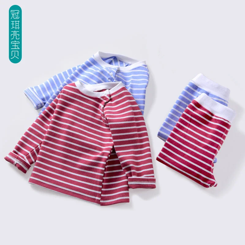 

Autumn & Winter Baby Set Spring Infant 3-12 Months Men And Women Underwear Stripes Long Johns 1-2-Year-Old Young Unisex Autumn C