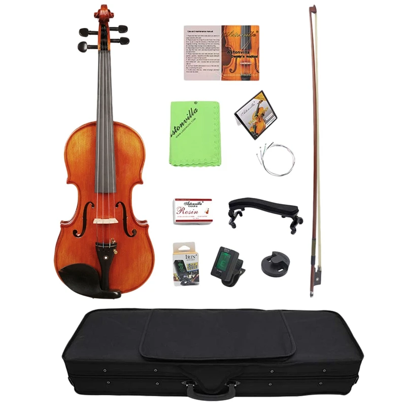 

ABUO-4/4 Violin Solid Carved Spruce Top Flame Maple Handmade Professional Violin With Oblong Case And Bow