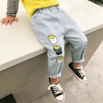 

2020 autumn new boys' jeans children's clothing fashion designer Korean cartoon trousers cute baby wholesale 1-104