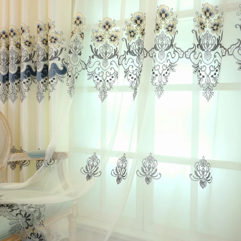 

New Style European Style Embroidery Window Screen Embroidered Curtain sha liao Phyllis Living Room Library Window Screen Customi