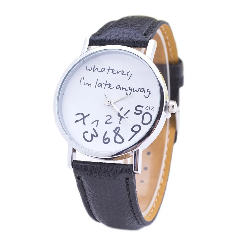 

Lazada Hot Selling Whatever English Lettered with Numbers Belt Watch Fashion Watch Popular Watch Manufacturers