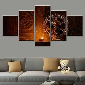 

HD Print 5 Panel Shiva Nataraja Statue Poster Indian God Retro Picture HD Print Wall Art Book Room Living Room Home Decor