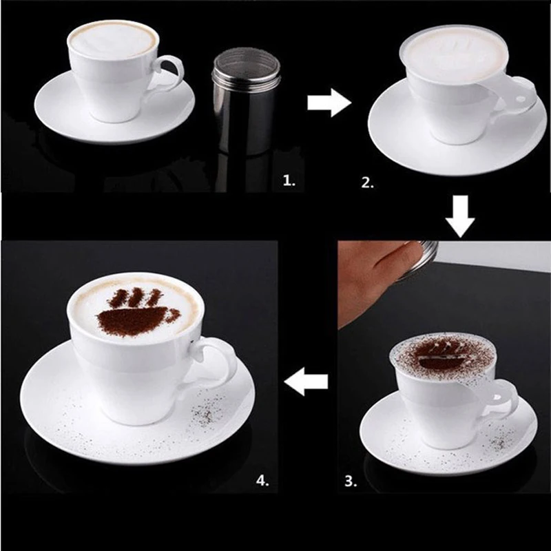 1 шт. шейкер для кофе и шоколада молотое какао кофейный фильтр+ 16 предмета кофейные шаблон Strew подушка в цветочек спрей Искусство Инструменты для кофе ZXH