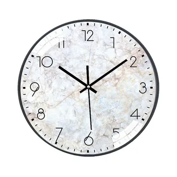 

12-Inch 30cm Creative Fashion Clock Marble Clock Mute Clock Living Room Home Wall Clock Loudspeaker Mute