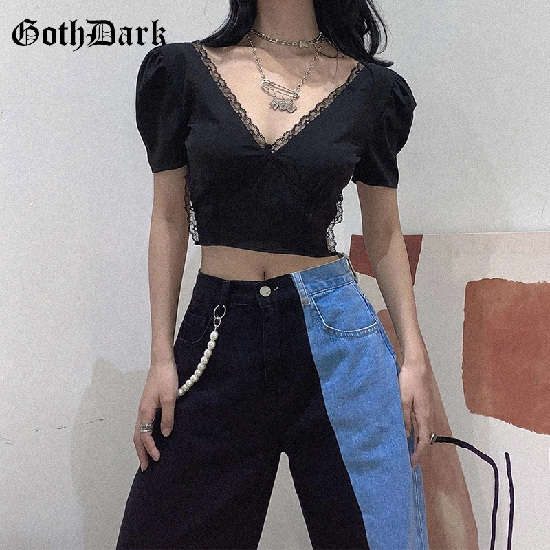 FREE SHIPPING Black Sexy Lace Crop Tops Bodycon JKP4359