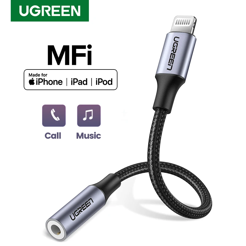 UGREEN Lightning to 3 5mm Earbuds Jack Adapter Aux Cable for iPhone 12 Mini 11 Pro Max 8 7 Headphone Converter For Lightning