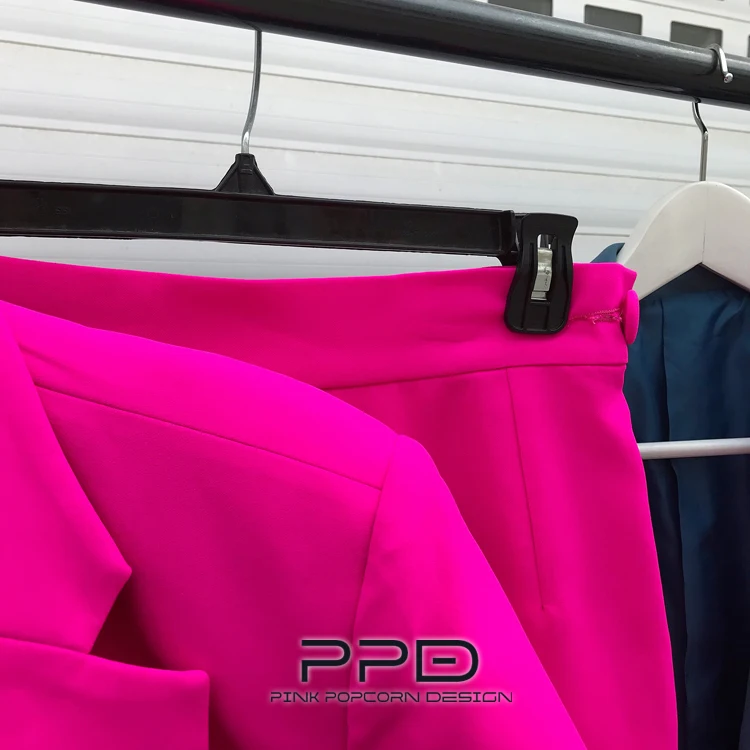 2 цвета рекомендуется розовый ретро синий большой свободный силуэт После Сплит Половина юбка костюм пиджак