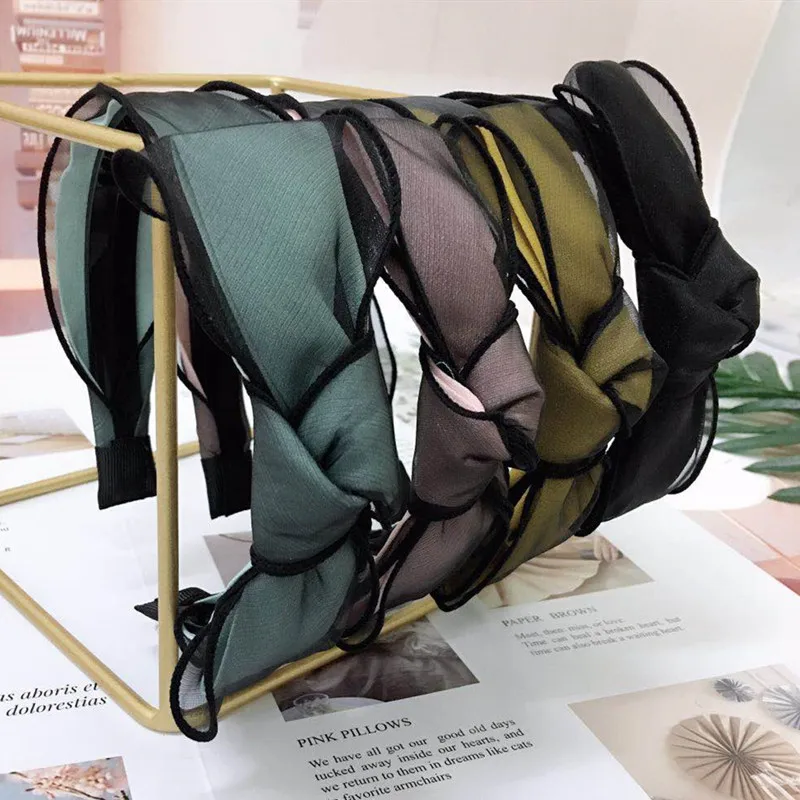 

YALOODE Black Lace Bow Headband For Women Korean Simple Wide-brimmed Hairband Fashion Cute Female Headdress Hair Accessories