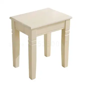 

Solid Wood Small Square Stool Oak Bench White Rural Mediterranean Computer Desk Desk Stool Home In Shoes Low Stool In Northern E