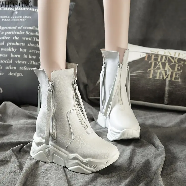 

2020 Soft Patent Leather Platform Boots Women Round Toe Boots Women Solid Black Designer Ankle Women's Boots Botines Rojos Mujer