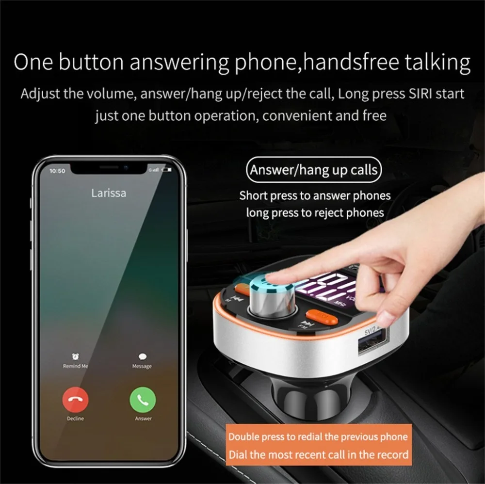 Fm-передатчик модулятор стерео радио mp3-плеер QC3.0 Быстрая зарядка USB зарядное устройство TF Bluetooth красочный светильник для автомобиля#1010