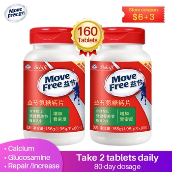 

Move Free Glucosamine & Calcium Double Effect Joint Health Supplement 160 Tablets 2 Tablets Daily Promote Joint Cartilage Health