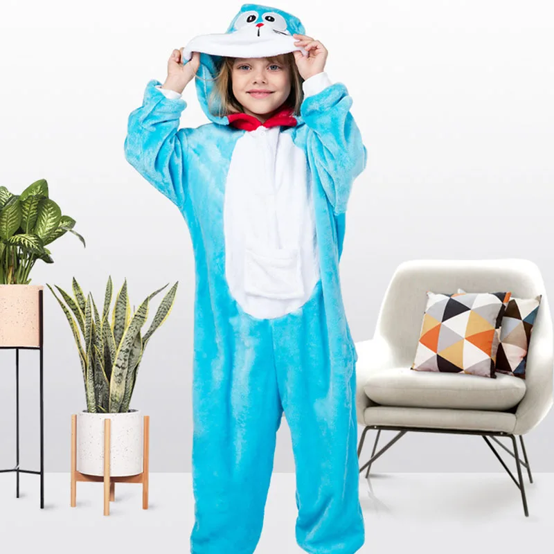 Doraemon Child Kigurumis Sleepwear Onesies Cartoon Girl Boy Party Homewear Cosplay Jumpsuit Onepiece Children Costume Clothing