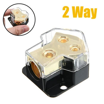 

Car Audio Amp Power/Ground Cable Splitter Distribution Block 2 Way Brass+Plastic Clear Case Car Audio Splitter Blocks Accessory