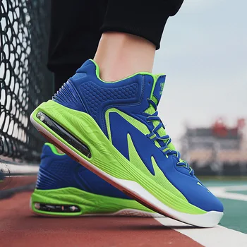 

2019 Air Cushion Basketball Shoe Schoolboy Sneakers Blue Gym Shoes Boots A Cement Floor Walking Shoes