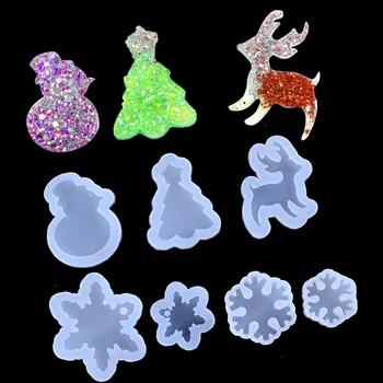

Silicone Mold for jewelry christmas tree deer Snowman charms pendant Resin Silicone Mould handmade tool epoxy resin molds