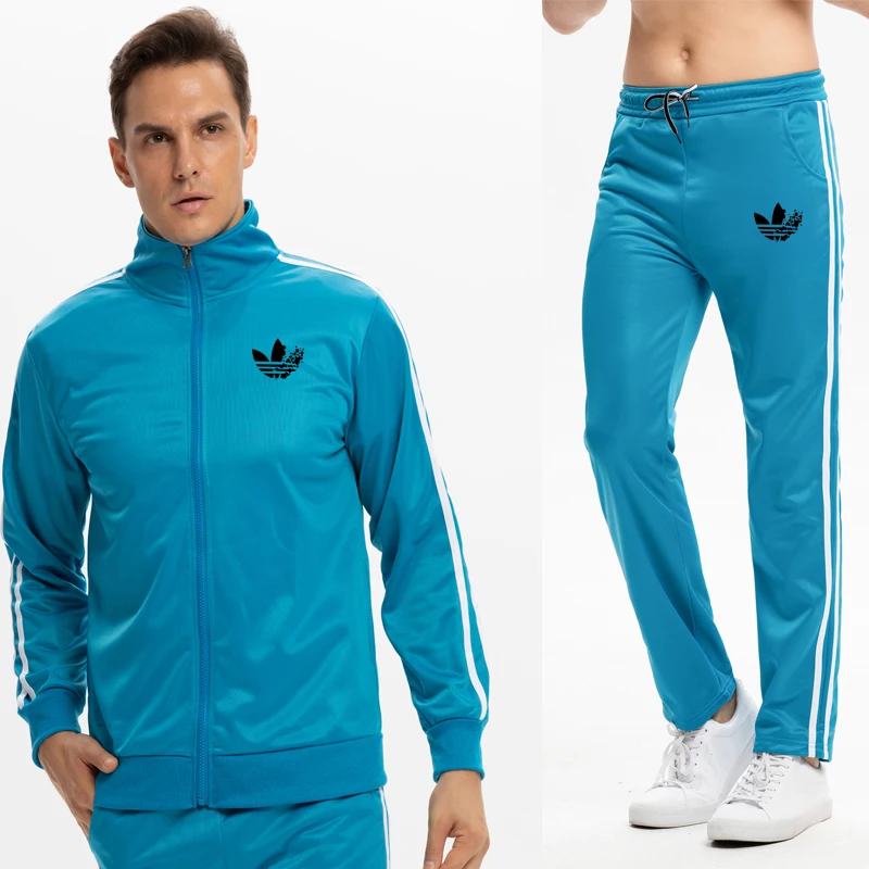 ManThe New Sportswear Running Winter Autumn Tracksuit Sport Brand Tracksuits Trousers + jacket zipper Warm  Outwear Set