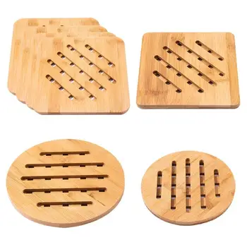 

Bamboo Hollow Table Mat Anti Slip Pot Bowl Coaster Pad Home Kitchen Gadgets