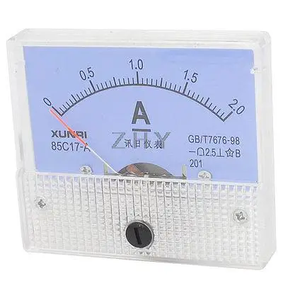 

Class 2.5 DC 0-2A Clear Rectangle Mounting Pointer Analog Ammeter 85C17-A