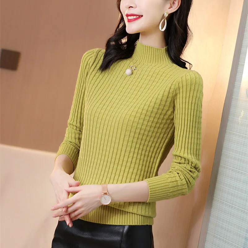 

Knitted Sweater Women Turtleneck Sweaters for Women Long Sleeve Sweater Woman Knit Pullovers Woman Basic Sweaters Plus Size XXL