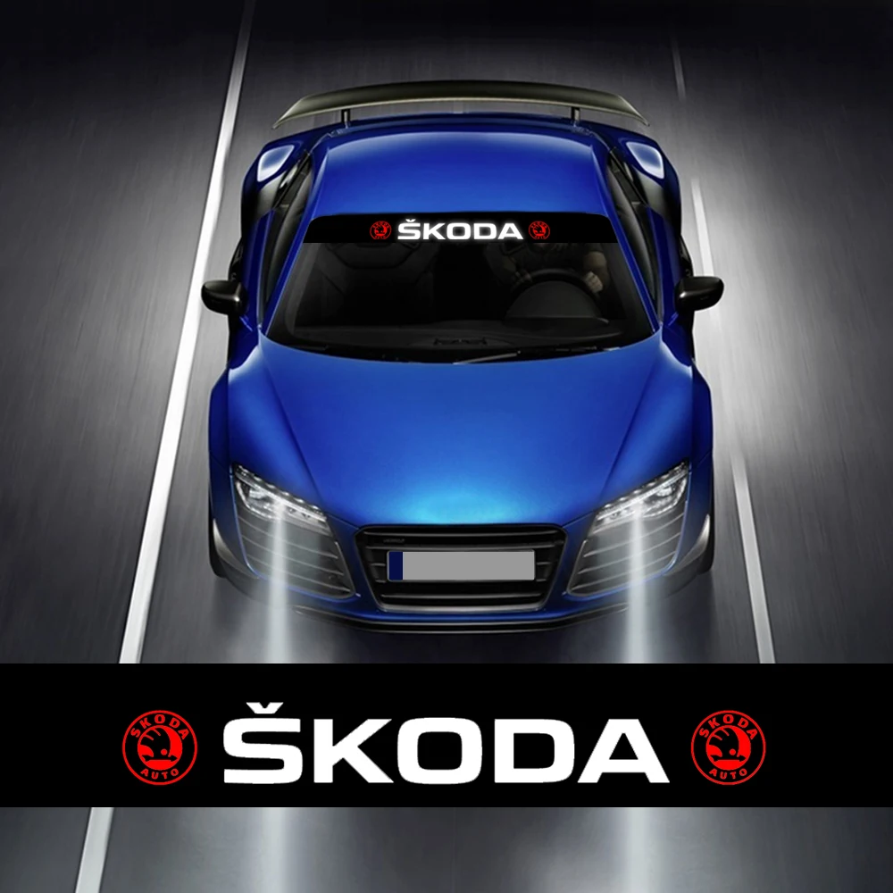 

Car Front Rear Sunshade Windshield Decal Reflective Stickers For Skoda Octavia Kodiaq Fabia Rapid Superb A5 A7 Kamiq Karoq