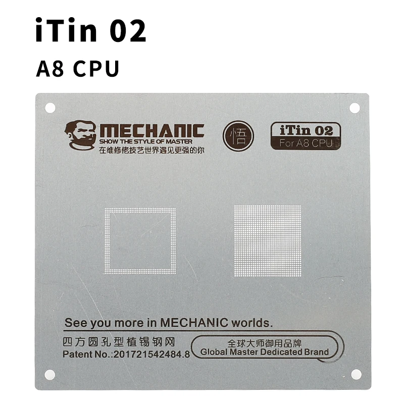 Jyrkior механик iTin завод оловянный шаблон для iPhone 11/11 PRO/11PRO MAX A7 A8 A9 10 A11 A12 cpu стальная сетка BGA трафарет - Цвет: iTin A8 CPU