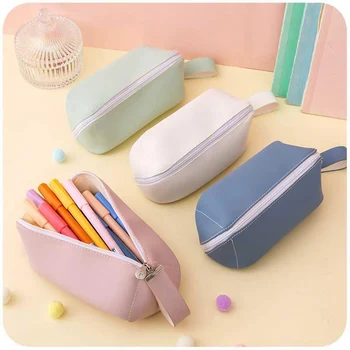 

1 PC Large Capacity Pencil Case Creative Solid Color Canvas Pencil Bag School Box Pencils Pouch DIY Stationery Supplies