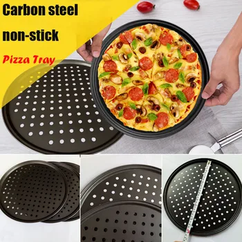 

Kitchen 10-11 Inch Hot Pizza Pan Holder Non-Stick Coating Carbon Steel Crisper Removable Portable Tool For Home DIY Accessories