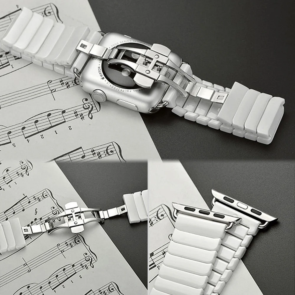 Керамический ремешок высокого качества ремешок для Apple Watch 3 2 1 42 мм 38 мм браслет ремешок для iwatch серии 4 5 40 мм 44 мм аксессуары