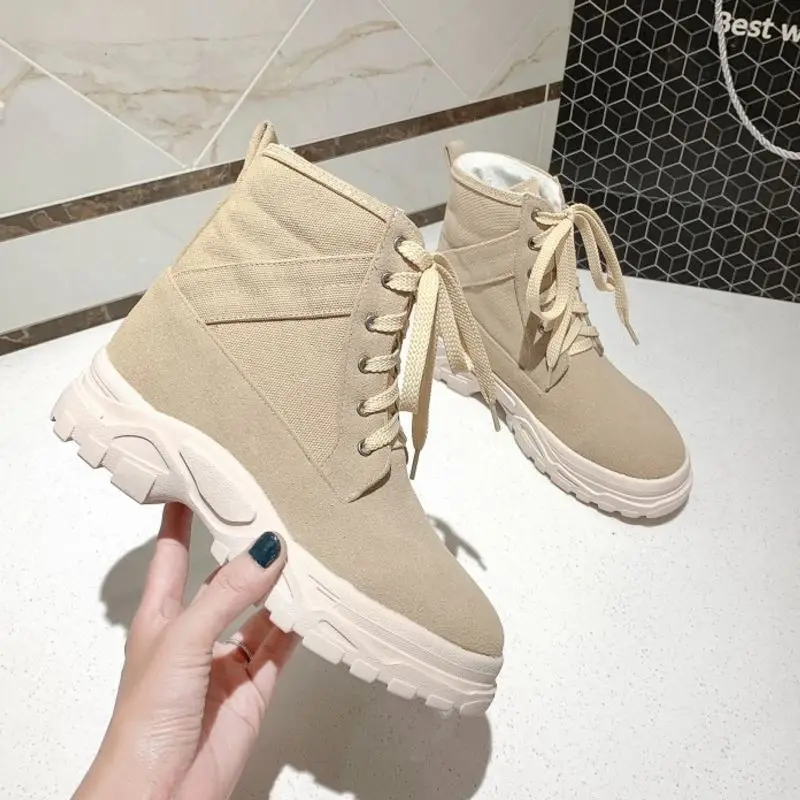 Skup Taoffen 2020 kobiety Plus rozmiar 29 43 kostki buty platformy krzyż pasek moda Retro zimowe buty na co dzień codzienne buty obuwie