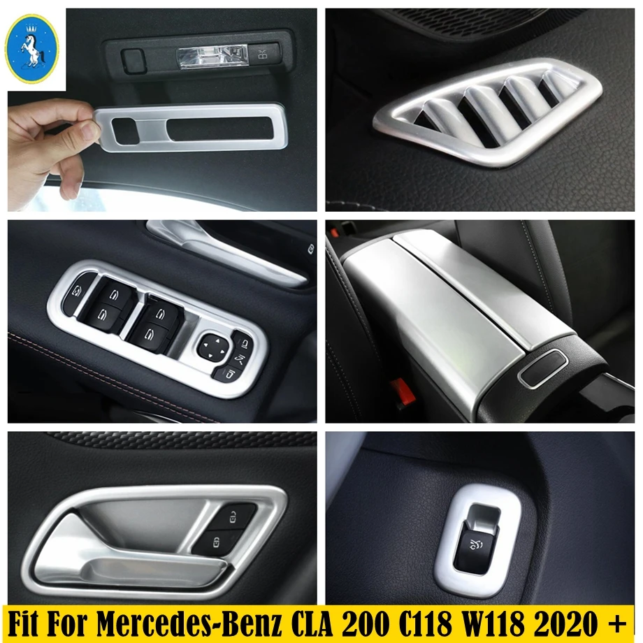 

Matte Interior Refit Armrest Box Glass Lift Button Air AC Trunk Button Panel Cover Trim For Benz CLA 200 C118 W118 2020 - 2022