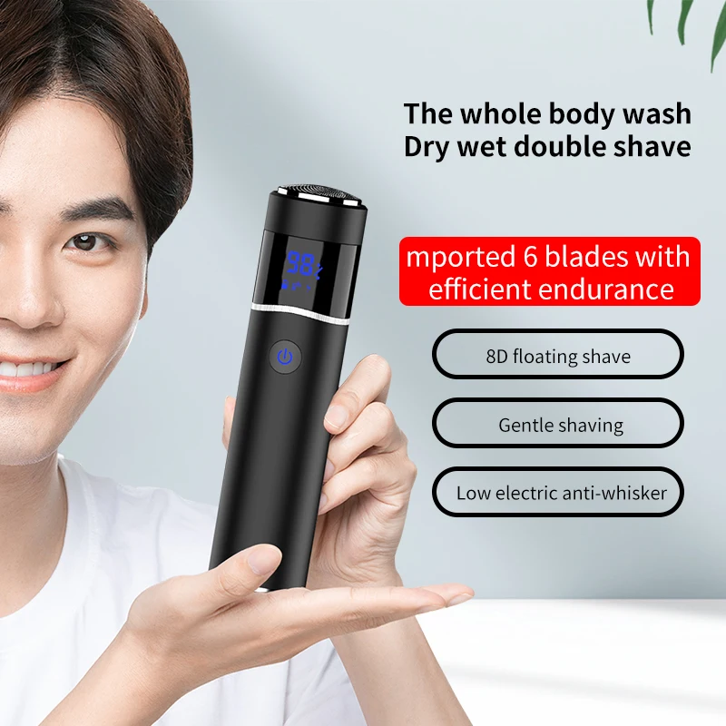

8D Mini Electric Shaver Men's Portable IPX7 Waterproof Travel Car Rechargeable Power Bank Multifunctional Razor Charger for Men