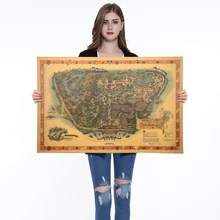 Карта Диснейленда Американский парк развлечений нарисованные вручную рисунки ностальгическая Крафтовая бумага бар плакат декоративная Ретро картина 72,5x48 см