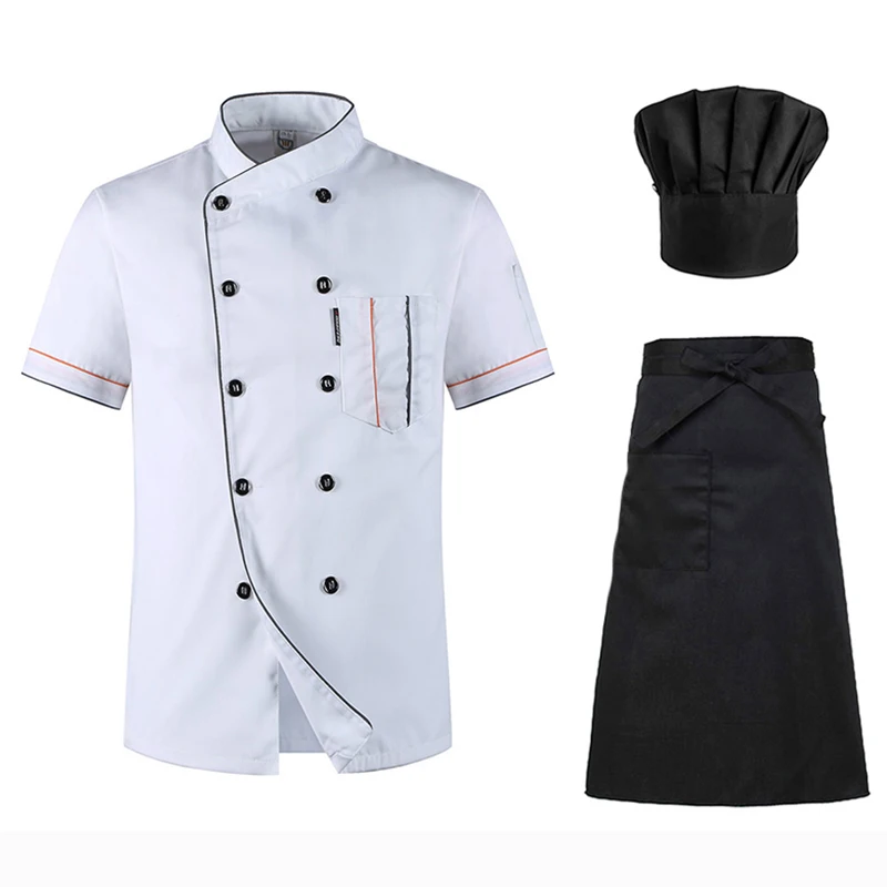 Chef Uniform Unisex Kitchen Bakery Catering work Cook Short Sleeve shirt Breathable Double Breasted Chef Jacket