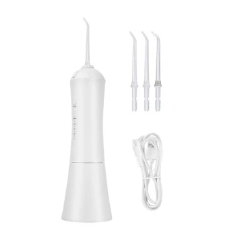 

Cordless 3 Modes Oral Jet Irrigator Portable Water Flosser USB Rechargeable Water Jet Floss Tooth 3 Tips 250Ml