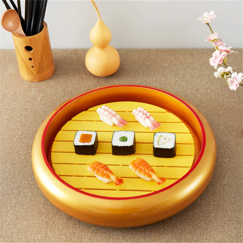Creative plastic Plate Japanese Sushi Sashimi Plate Dish Plate Golden gold black flower sashimi
