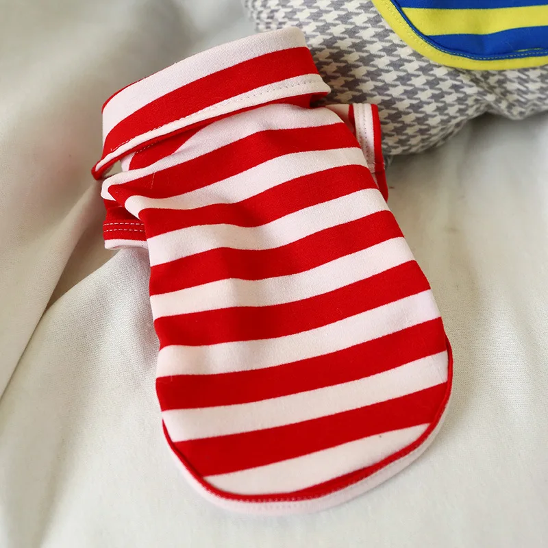Red White Stripe Милая футболка поло для собак, модная разноцветная рубашка поло в полоску, одежда для щенков, кошек, чихуахуа, футболка, жилетка, одежда для домашних животных, костюм, одежда для собак - Цвет: Red White Stripe