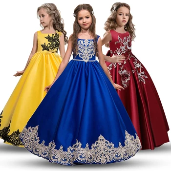 

2020 Flower Wedding Dresses for Girls Elegant Party Princess Long Gown Evening Baby Girl Dress Vestidos Infantil 6 12 14 Years
