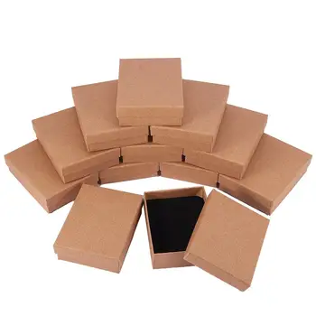 

12pcs Kraft Paper Cardboard Jewelry Boxes Ring Earring Necklace Cardboard Boxes