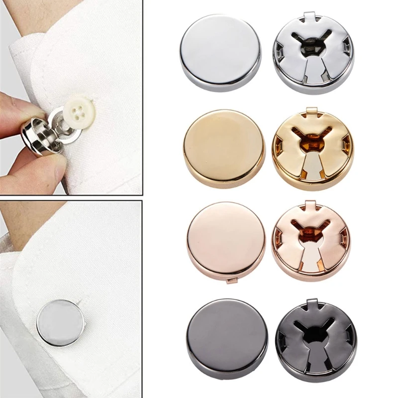 Button Covers Brass Round Cuff Links For Wedding Formal Shirt Men