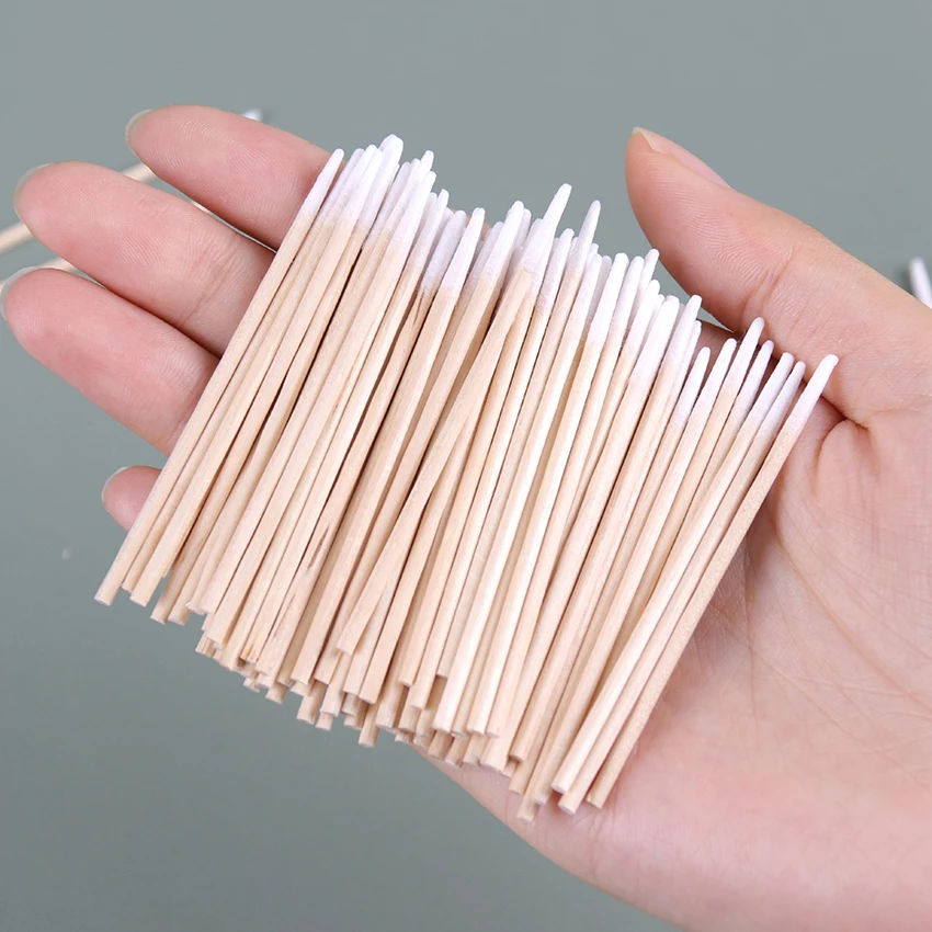 Eyelash-Extension-Tools Cotton-Swab Wood-Sticks Ear-Care Tip 100PCS Head-Wood
