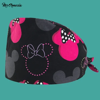 

Dark printed men and women 100% cotton beauty hospital doctor operating room surgical cap elastic band nurse cap female hair cap