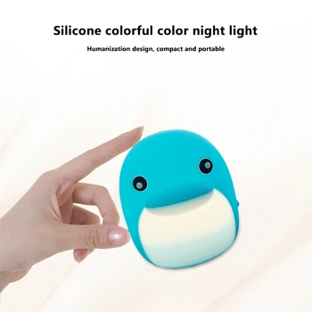 

Creative colorful dolphin table lamp silicone night light USB charging pat light bedside led light