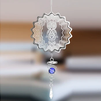 

Silent Stereo Rotating Wind Chime Wall Hanging Ornament Home Decoration Stainless Steel Mirror Hollow Wind Chimes Christmas Gift