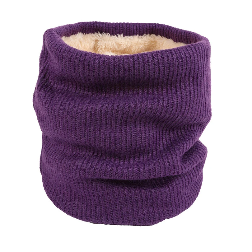 Зимний шарф для мужчин и женщин плюшевые шарфы утолщенный шерстяной воротник шарф на шею хлопок Снуд женский унисекс банданы платки femme A40 - Цвет: Фиолетовый