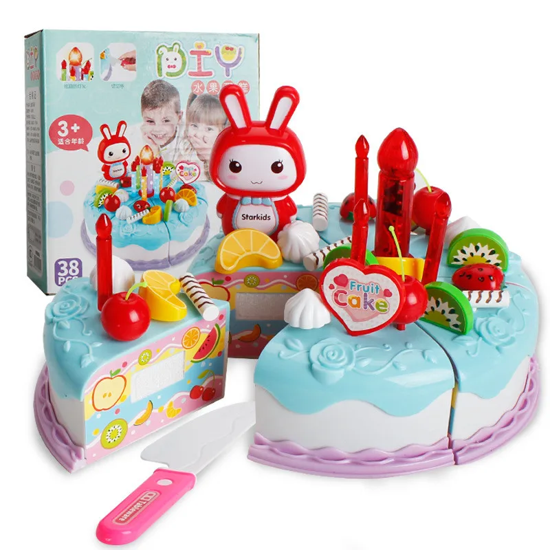 

37pcs 62pcs 86pcs Kitchen Toys Cake Food DIY Pretend Play Fruit Cutting Birthday Toy for Children Plastic Educational kids Gift