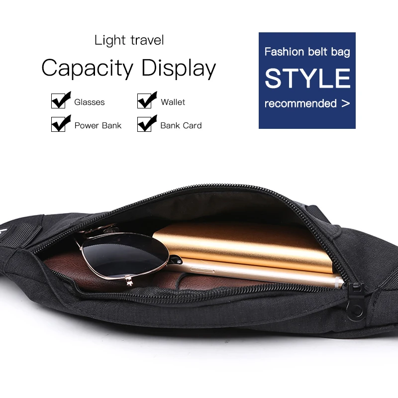 inrnn Men's Outdoor Sports Chest Bag Travel Waist Belt Bag Teenage Money Mobile Phone Pouch Bags Casual Fanny Pack for Male New